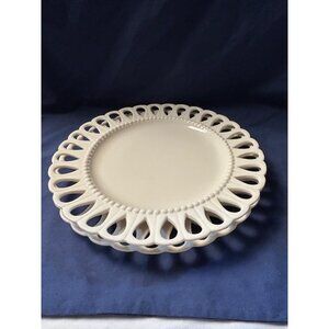 Godinger 10” White Lace Reticulated Dinner Plates Set of 2 Ceramic Farmhouse Dec